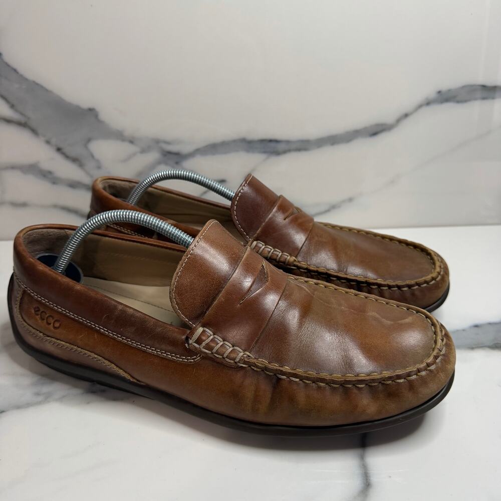 ECCO Men's Brown Leather Loafers Sz 42 US Sz 8.5 Business Casual Preppy Classic